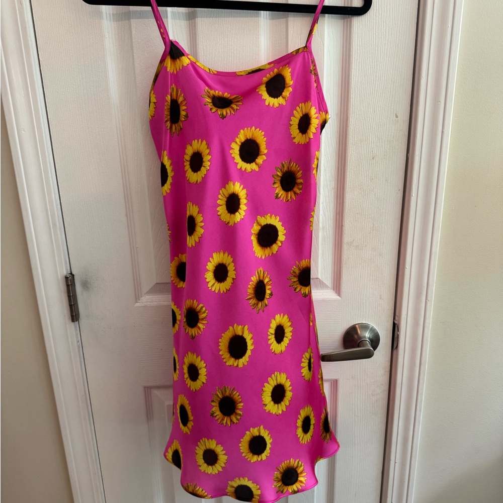 SANS SOUCI Hot Pink Sunflower Print Dress Size Small